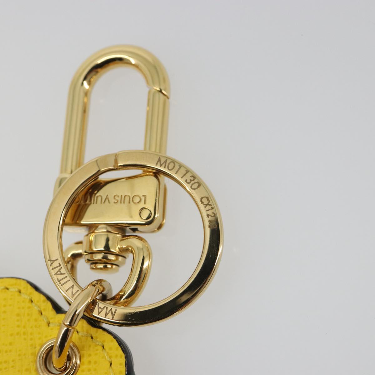LOUIS VUITTON Porte Cles Face Leather Bag Charm LVxYK Yellow M01130 Auth 194698M