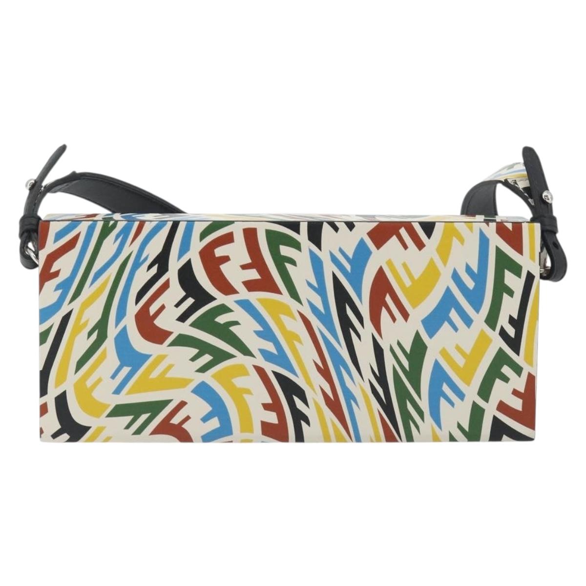 FENDI Zucca Canvas Vertigo Shoulder Bag PVC Multicolor Silver Auth 194700M