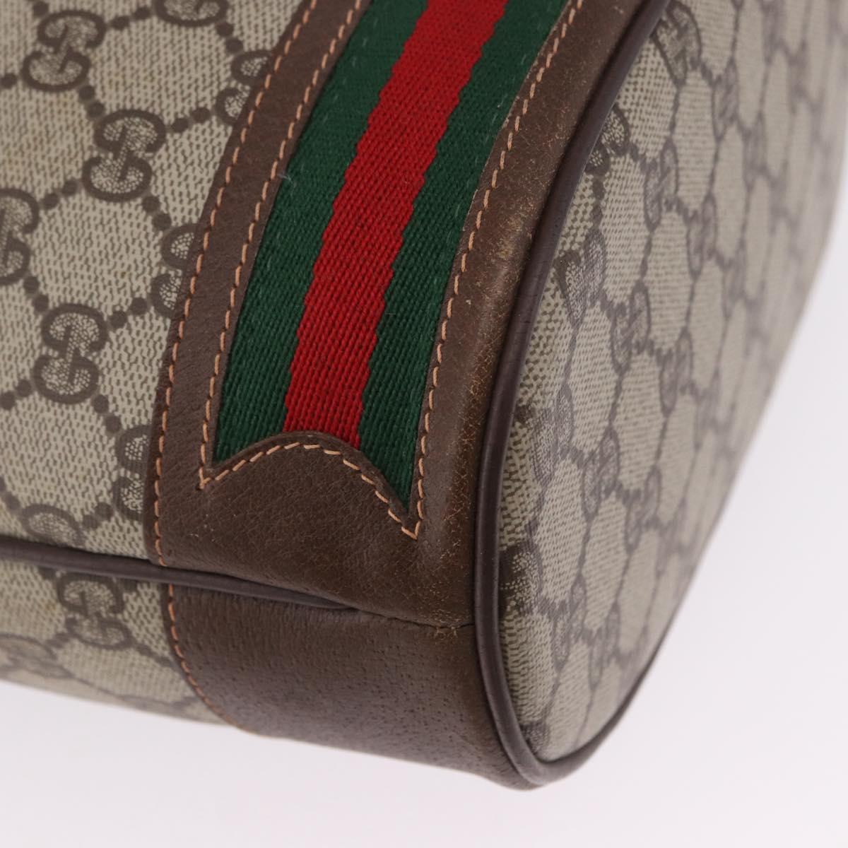 GUCCI GG Supreme Web Sherry Line Bag PVC Beige Gold 164 02 085 Auth 194703