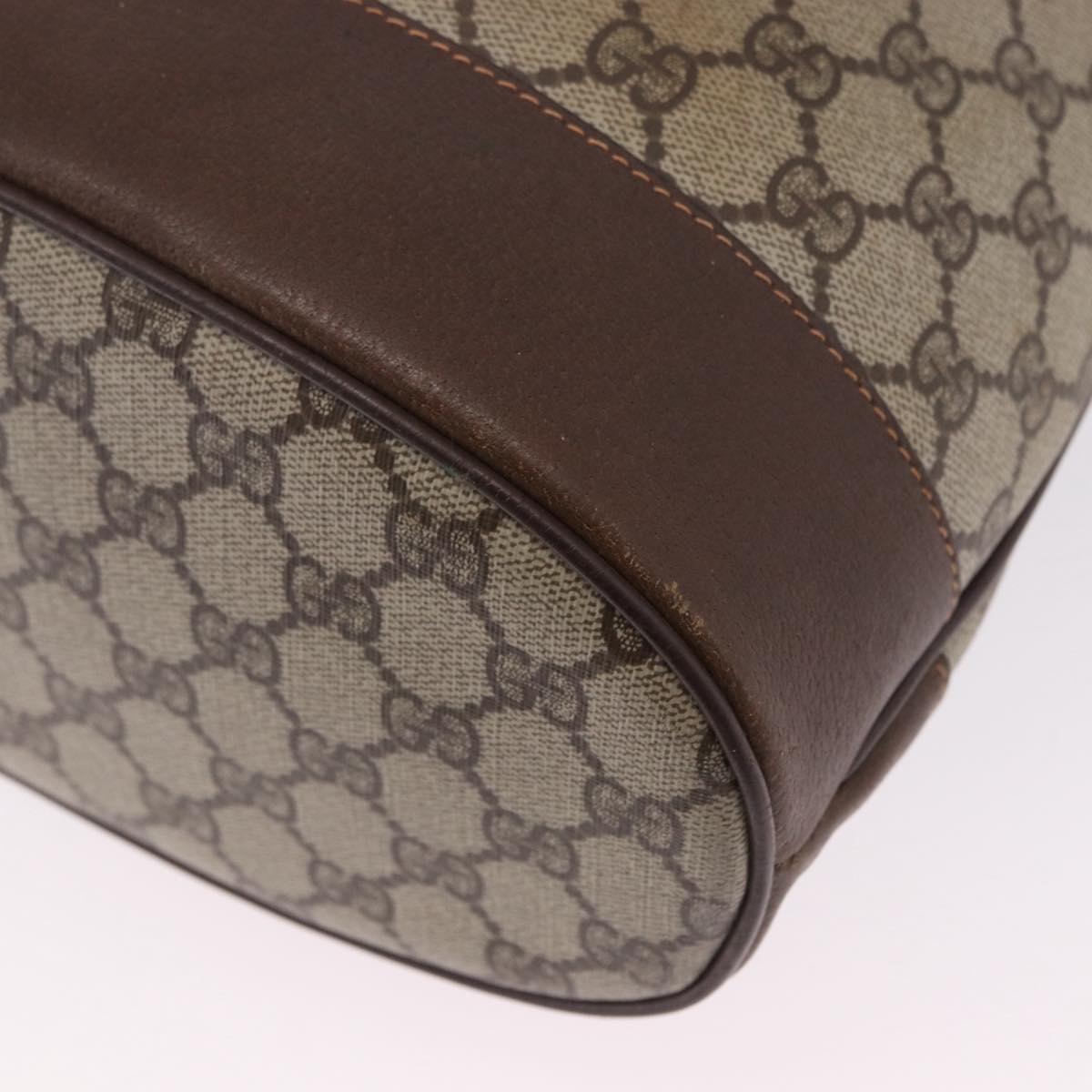 GUCCI GG Supreme Web Sherry Line Bag PVC Beige Gold 164 02 085 Auth 194703