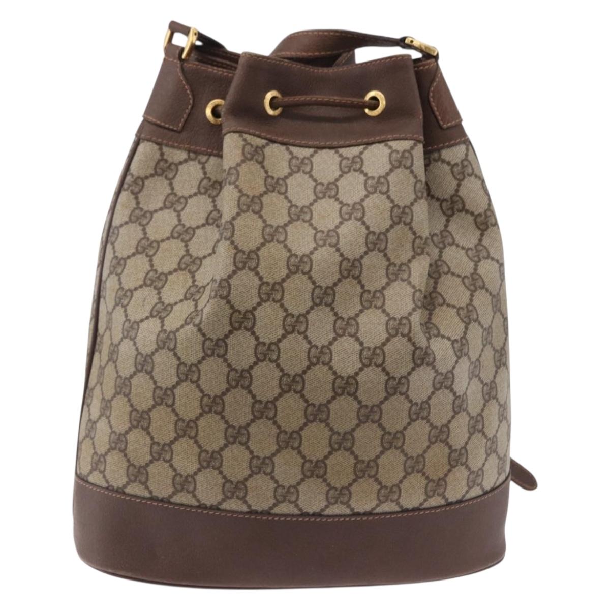GUCCI GG Supreme Web Sherry Line Bag PVC Beige Gold 164 02 085 Auth 194703