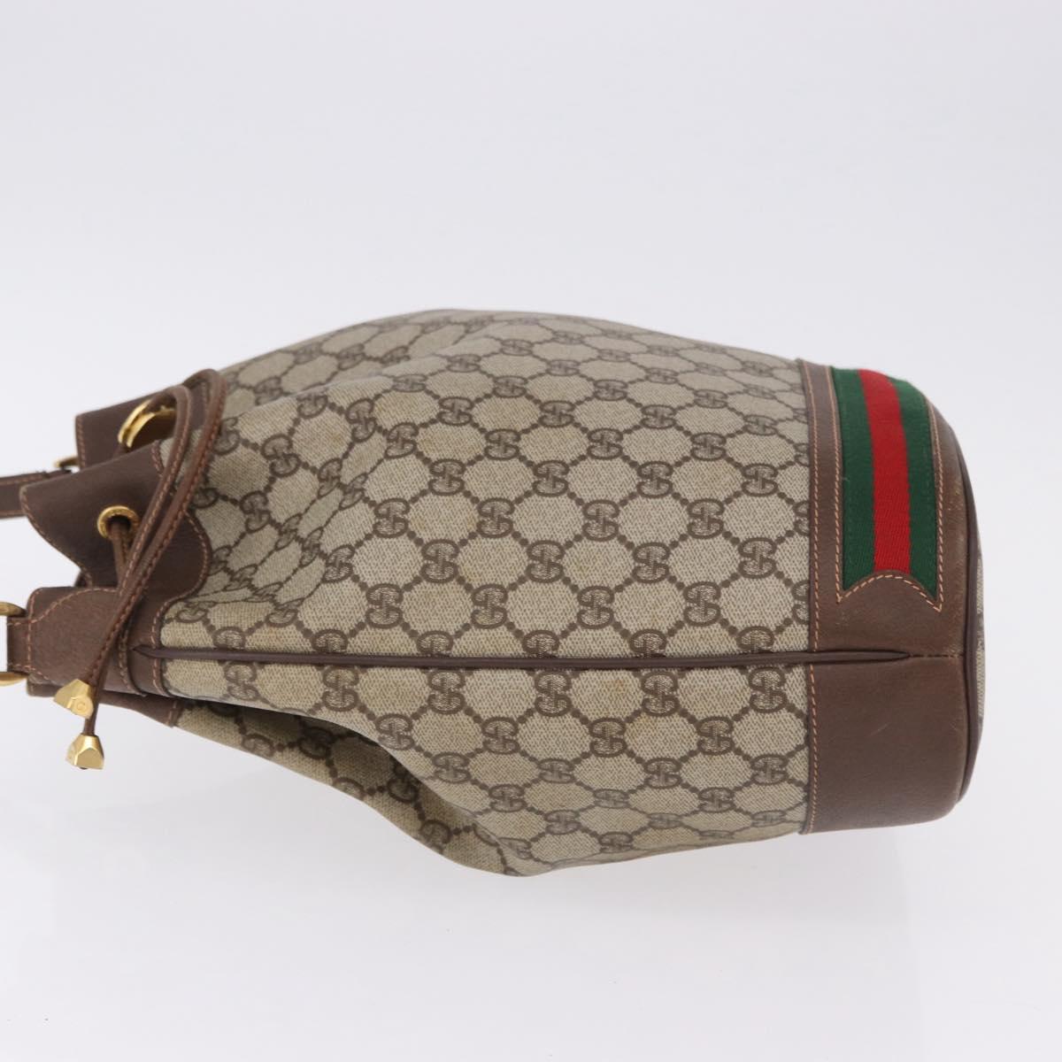 GUCCI GG Supreme Web Sherry Line Bag PVC Beige Gold 164 02 085 Auth 194703
