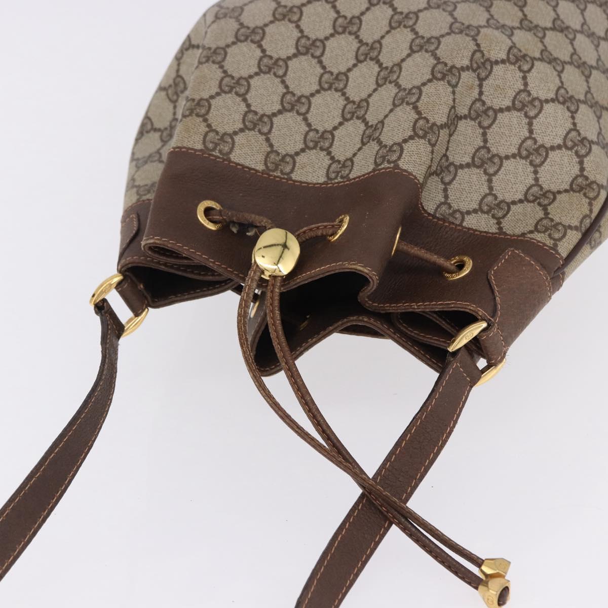 GUCCI GG Supreme Web Sherry Line Bag PVC Beige Gold 164 02 085 Auth 194703