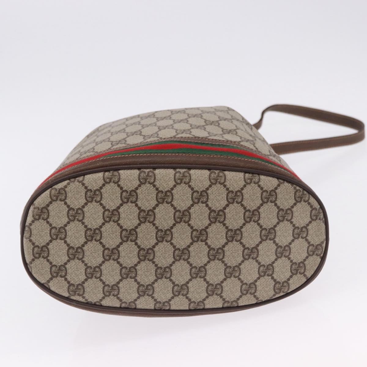 GUCCI GG Supreme Web Sherry Line Bag PVC Beige Gold 164 02 085 Auth 194703