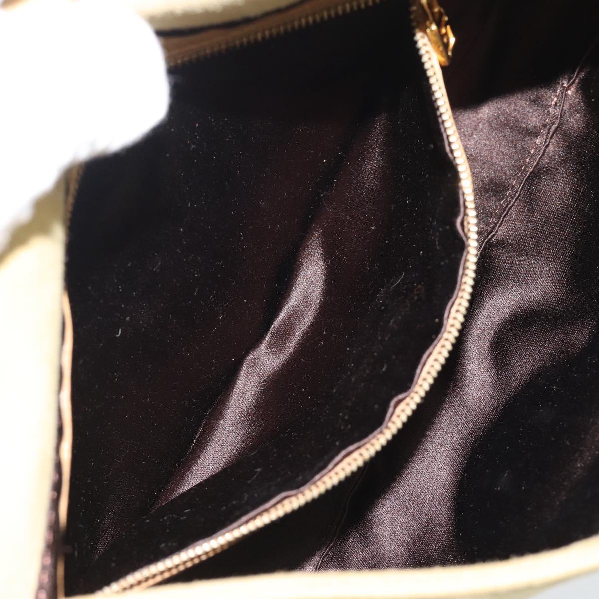 FENDI Mamma Baguette Shoulder Bag Suede Beige Gold Auth 194704V