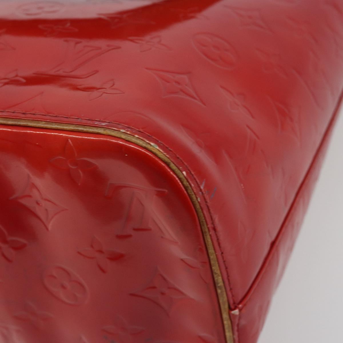 LOUIS VUITTON Monogram Vernis Houston Hand Bag Rouge M91092 LV Auth 194707
