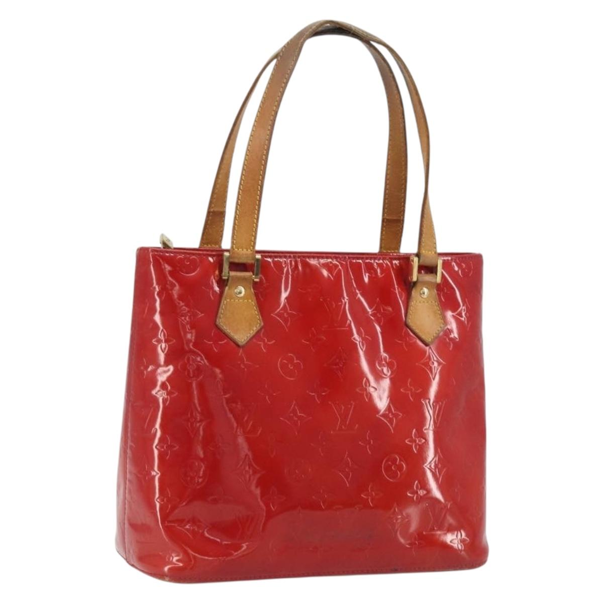 LOUIS VUITTON Monogram Vernis Houston Hand Bag Rouge M91092 LV Auth 194707