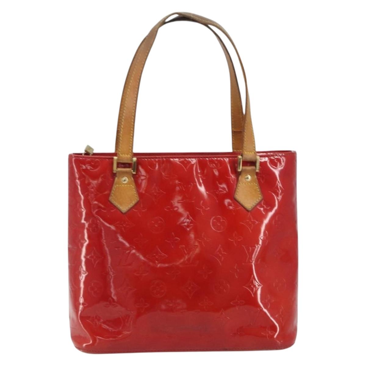 LOUIS VUITTON Monogram Vernis Houston Hand Bag Rouge M91092 LV Auth 194707