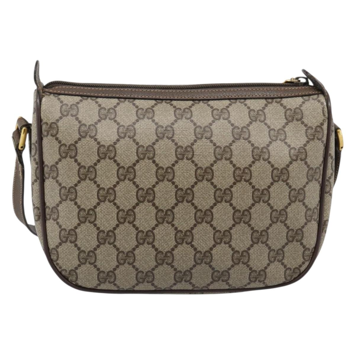 GUCCI GG Supreme Web Sherry Line Bag PVC Beige Gold 89 02 032 Auth 194710