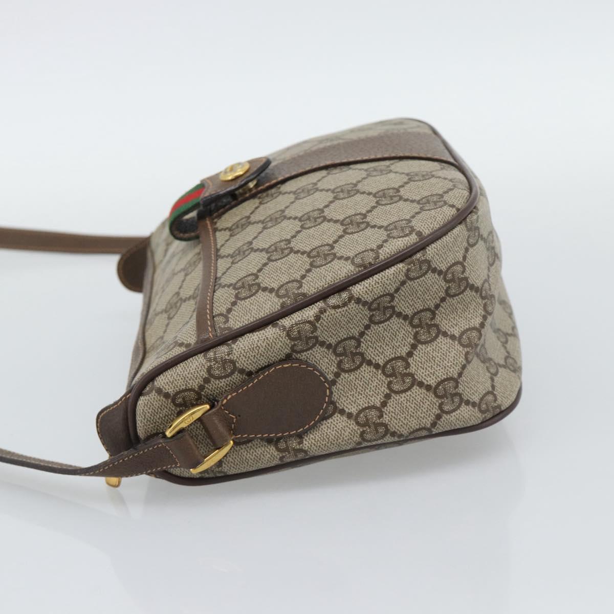 GUCCI GG Supreme Web Sherry Line Bag PVC Beige Gold 89 02 032 Auth 194710