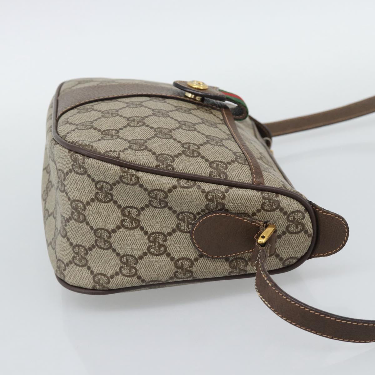 GUCCI GG Supreme Web Sherry Line Bag PVC Beige Gold 89 02 032 Auth 194710