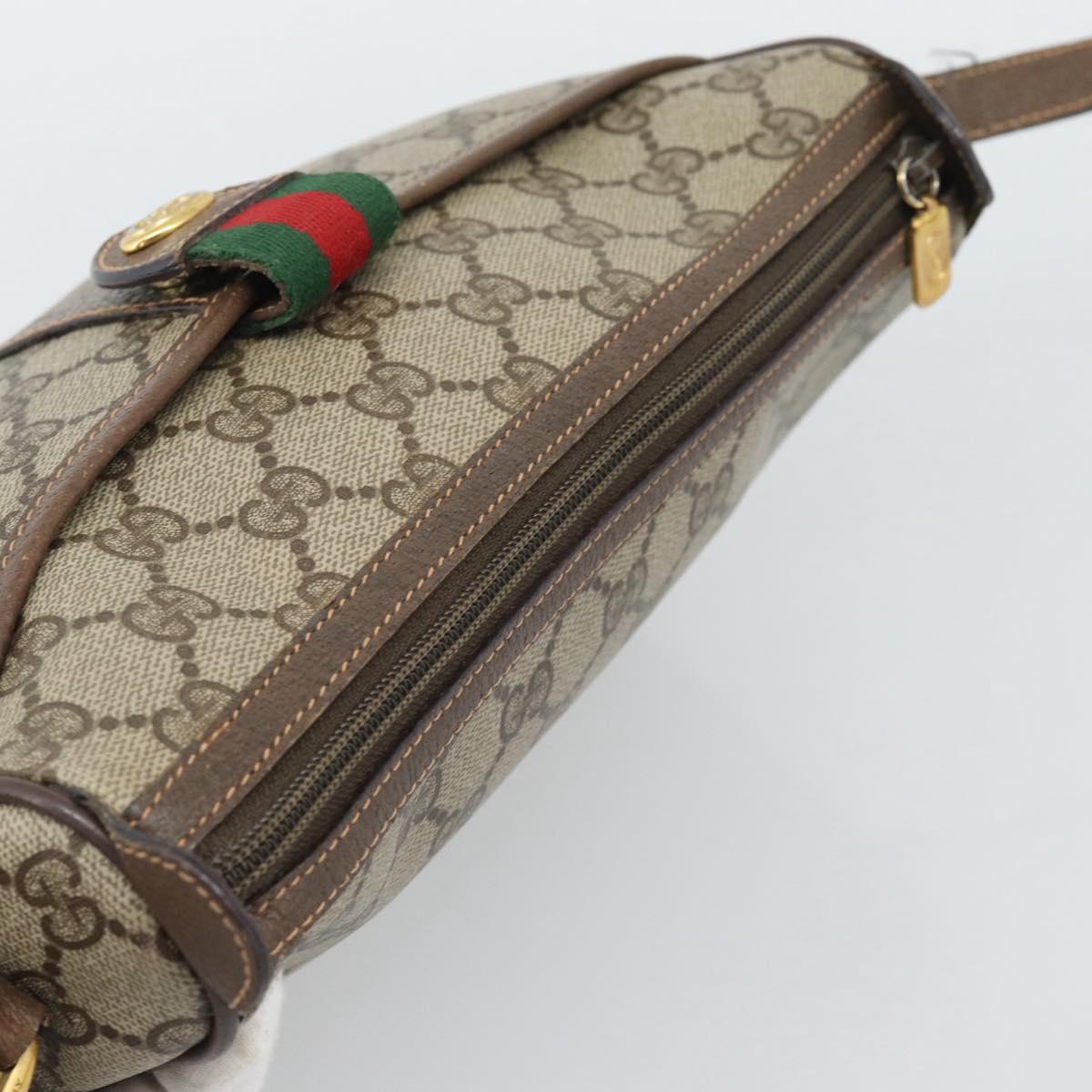 GUCCI GG Supreme Web Sherry Line Bag PVC Beige Gold 89 02 032 Auth 194710