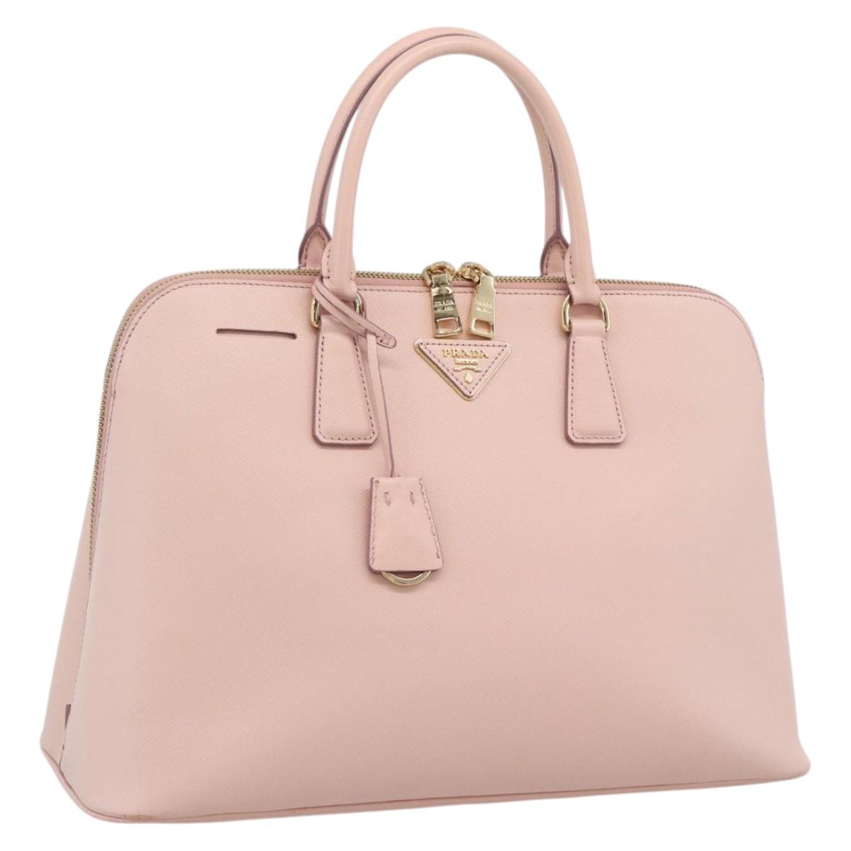 PRADA Galleria Hand Bag Saffiano leather Pink Gold Auth 194711V