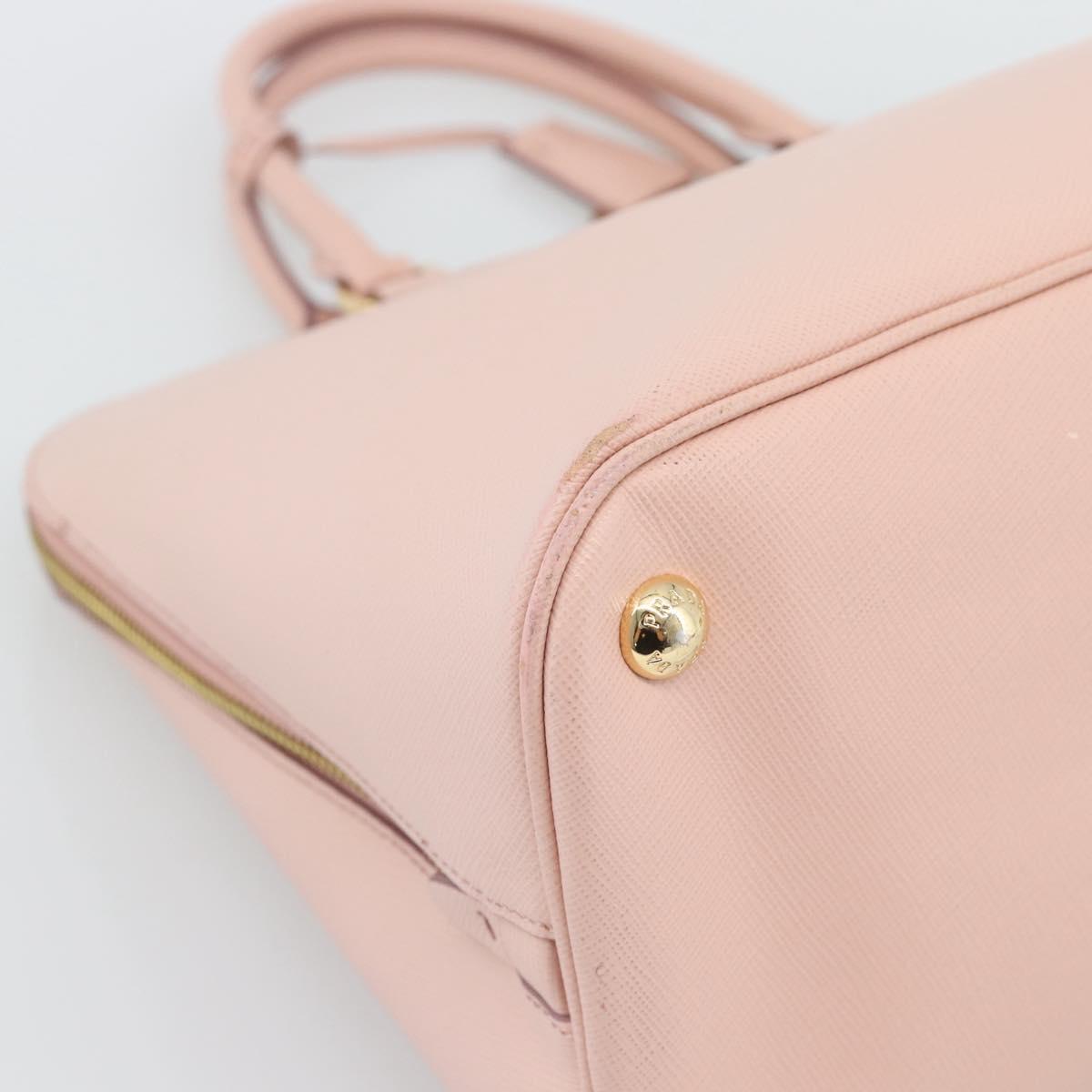 PRADA Galleria Hand Bag Saffiano leather Pink Gold Auth 194711V