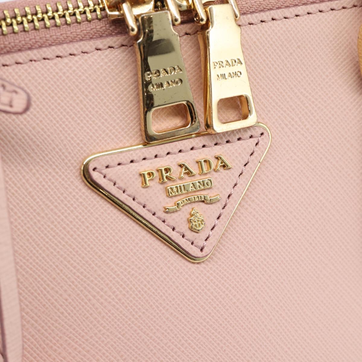 PRADA Galleria Hand Bag Saffiano leather Pink Gold Auth 194711V
