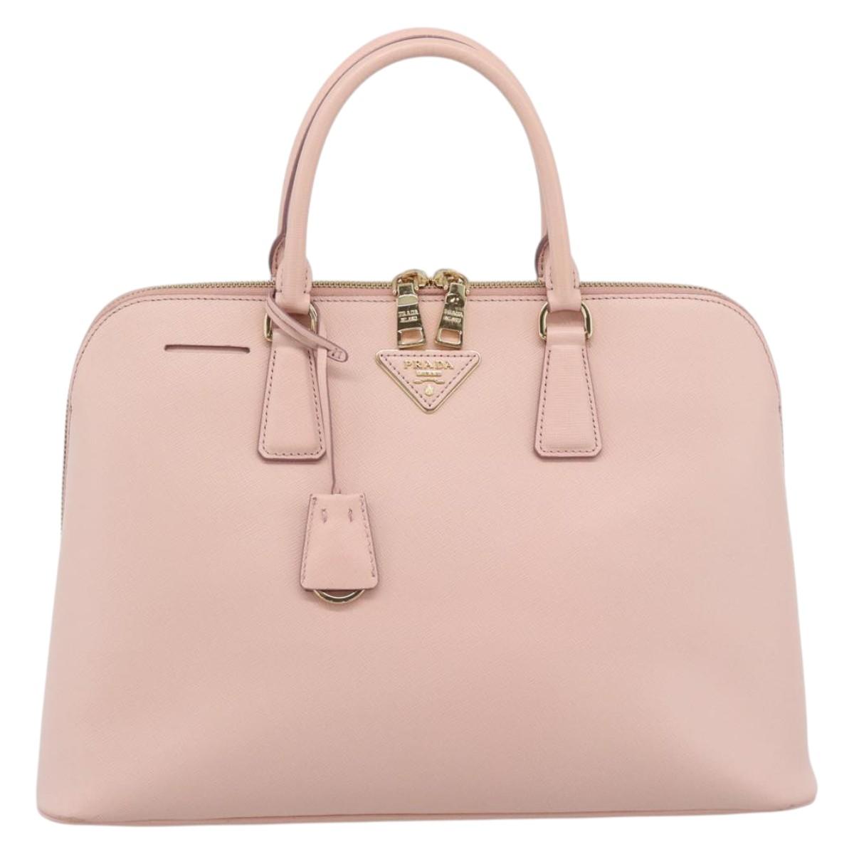 PRADA Galleria Hand Bag Saffiano leather Pink Gold Auth 194711V