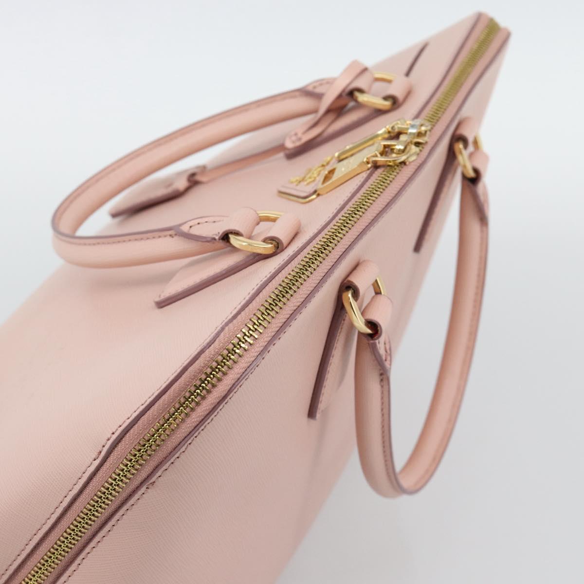 PRADA Galleria Hand Bag Saffiano leather Pink Gold Auth 194711V