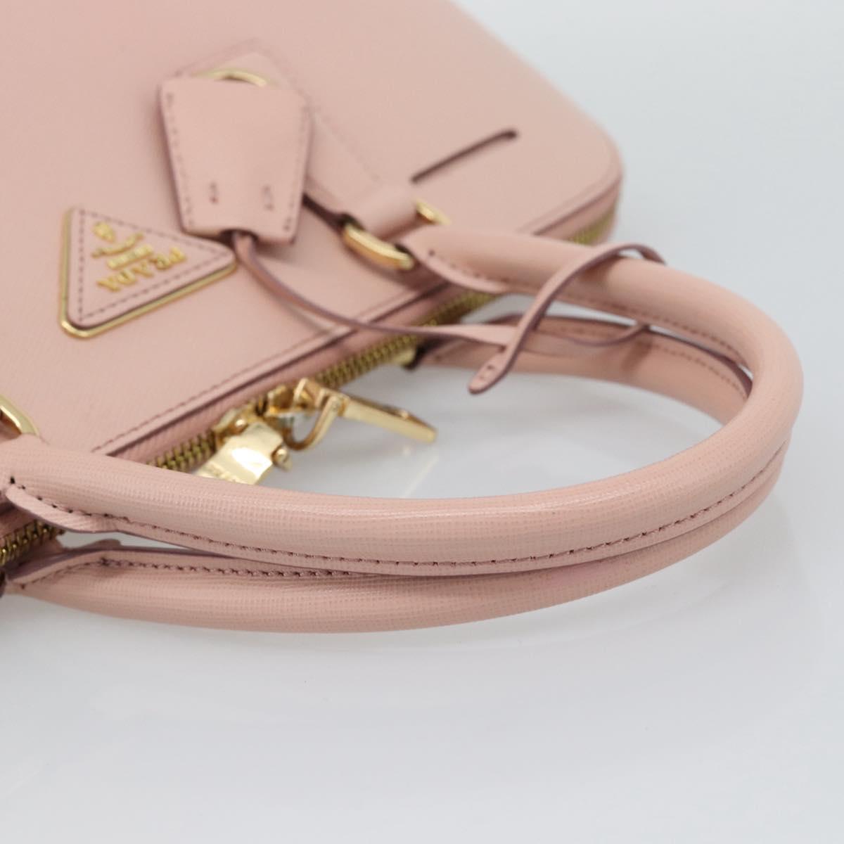 PRADA Galleria Hand Bag Saffiano leather Pink Gold Auth 194711V