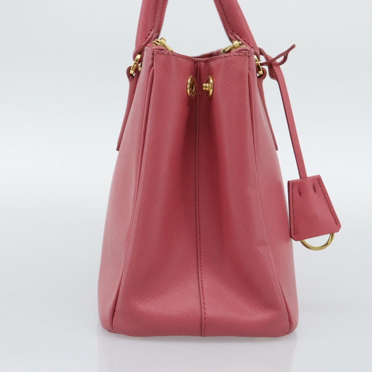 PRADA Galleria Hand Bag Saffiano leather Pink Gold Auth 194716A