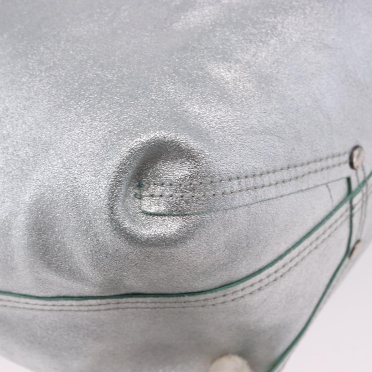 TIFFANY&Co. Tote Bag Suede Turquoise Blue Silver Auth 194717A