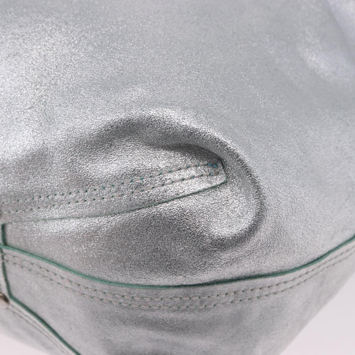 TIFFANY&Co. Tote Bag Suede Turquoise Blue Silver Auth 194717A