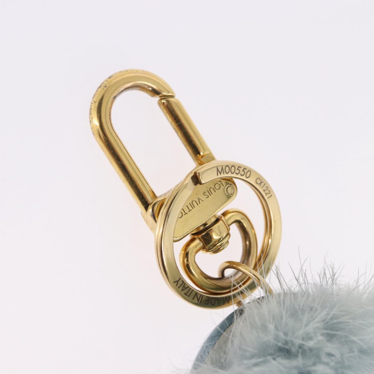 LOUIS VUITTON Porte Cles LV Seal Bag Charm Fur Light Blue M00550 LV Auth 194719M