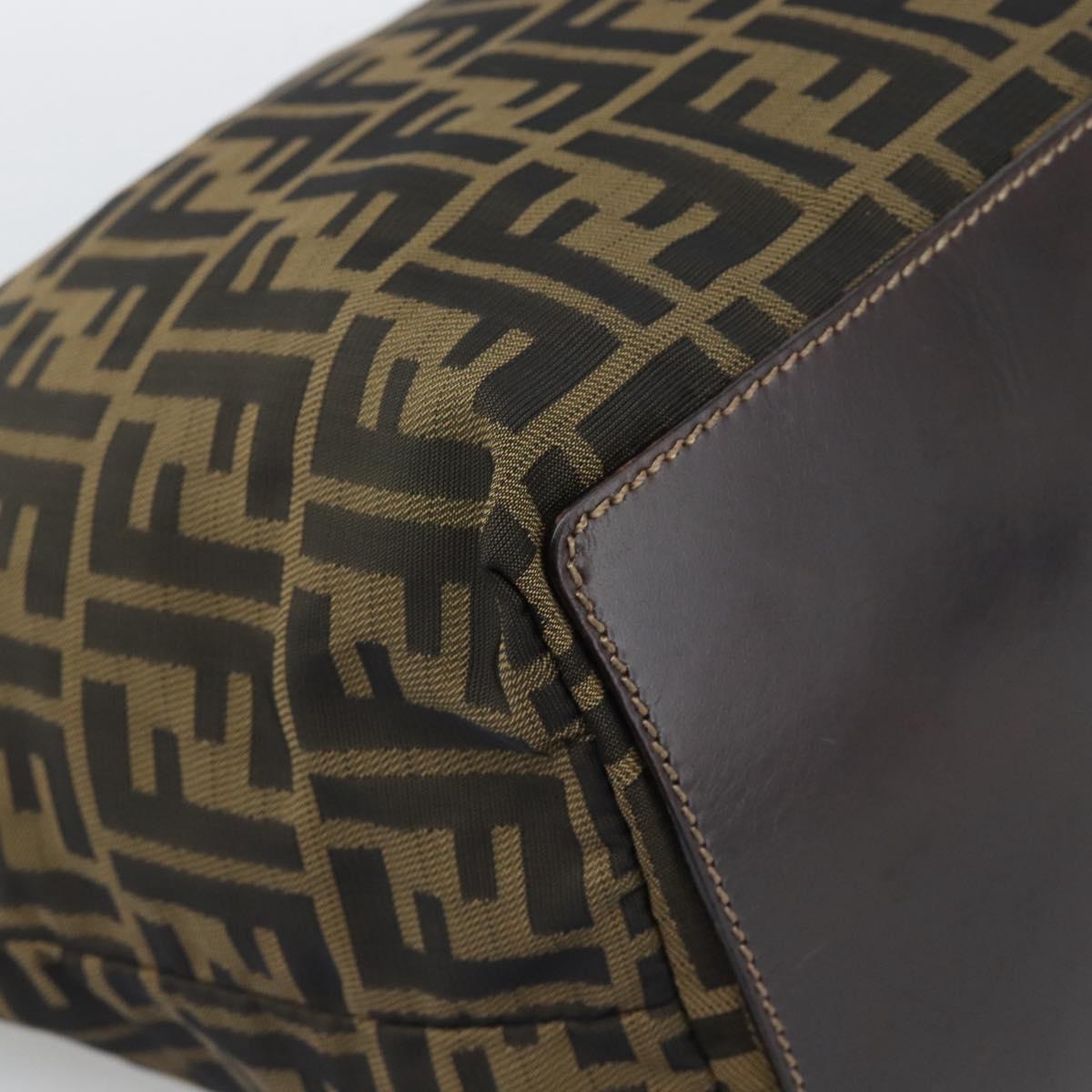 FENDI Zucca Canvas Shoulder Bag Black Brown Auth 194729