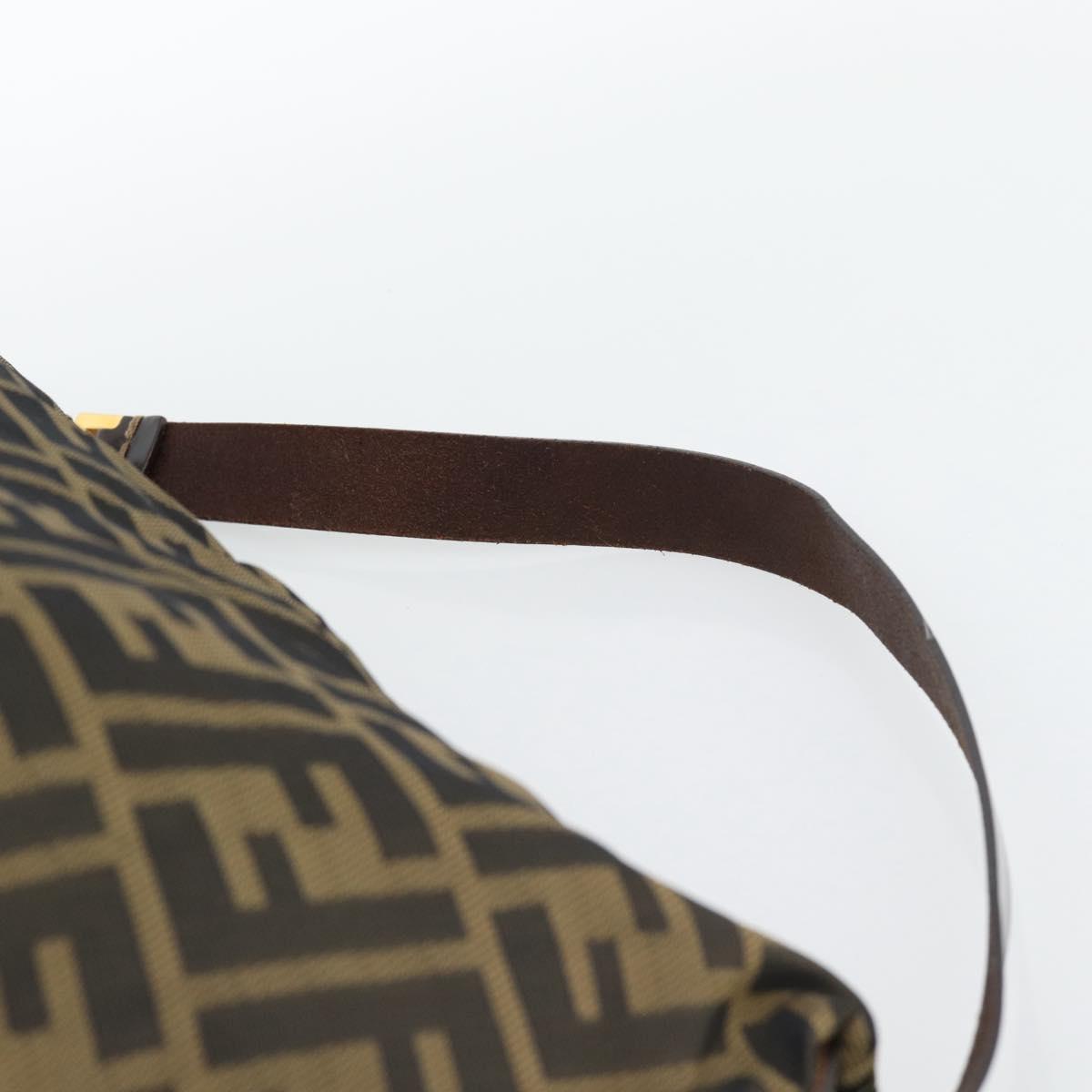 FENDI Zucca Canvas Shoulder Bag Black Brown Auth 194729