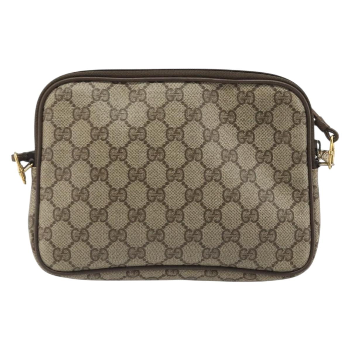 GUCCI GG Supreme Shoulder Bag PVC Beige Gold 97 02 068 Auth 194731