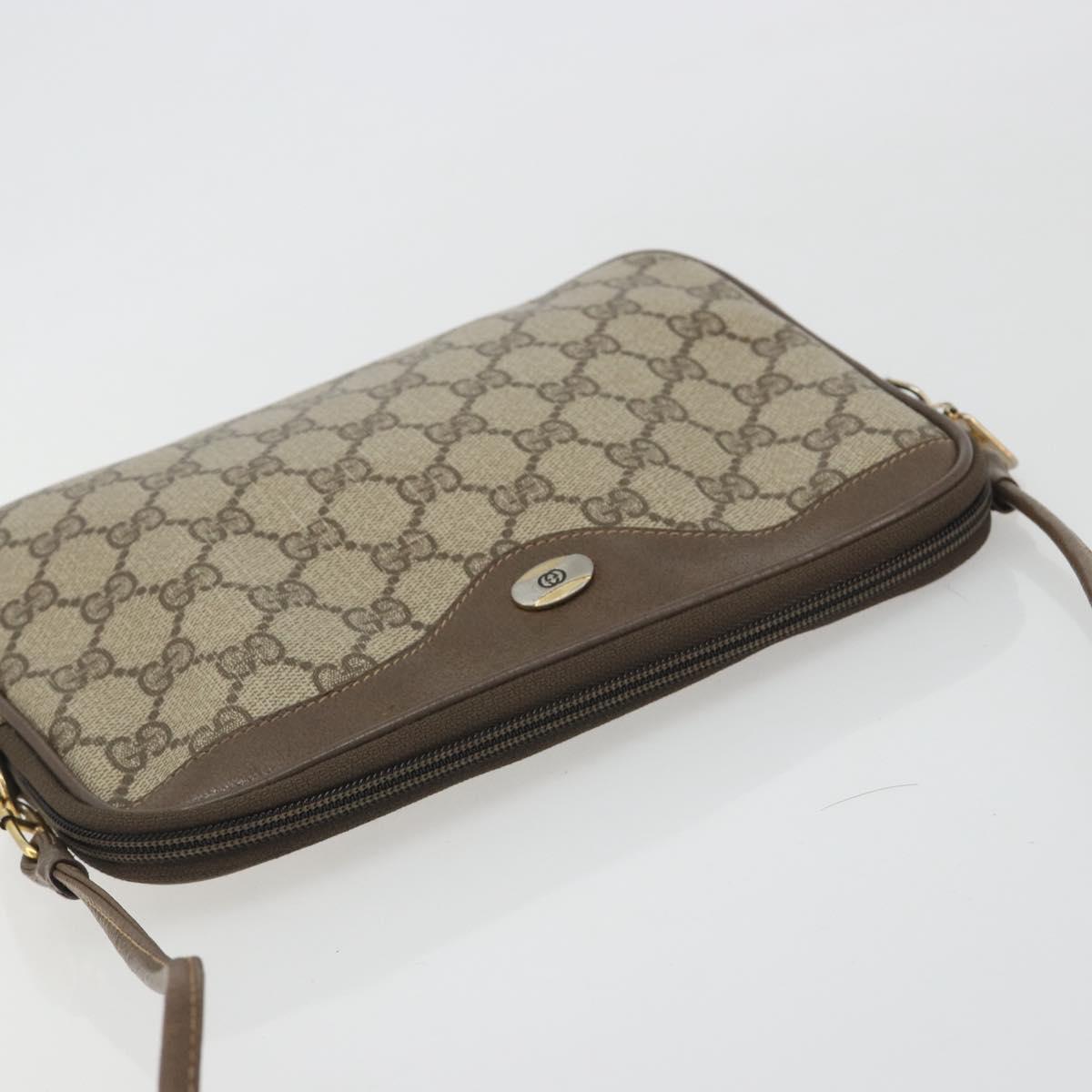 GUCCI GG Supreme Shoulder Bag PVC Beige Gold 97 02 068 Auth 194731