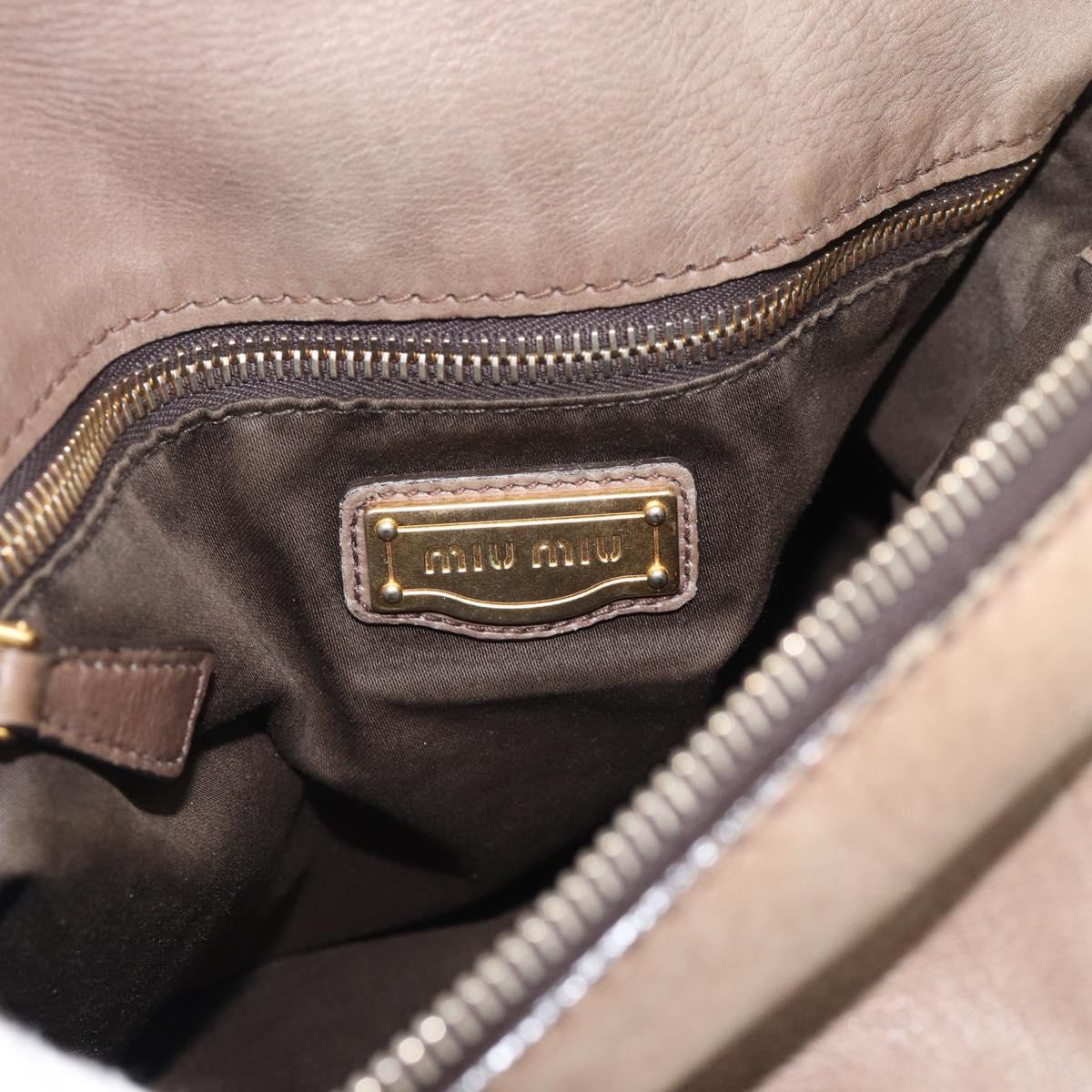 Miu Miu Hand Bag Leather 2way Brown Gold Auth 194733V