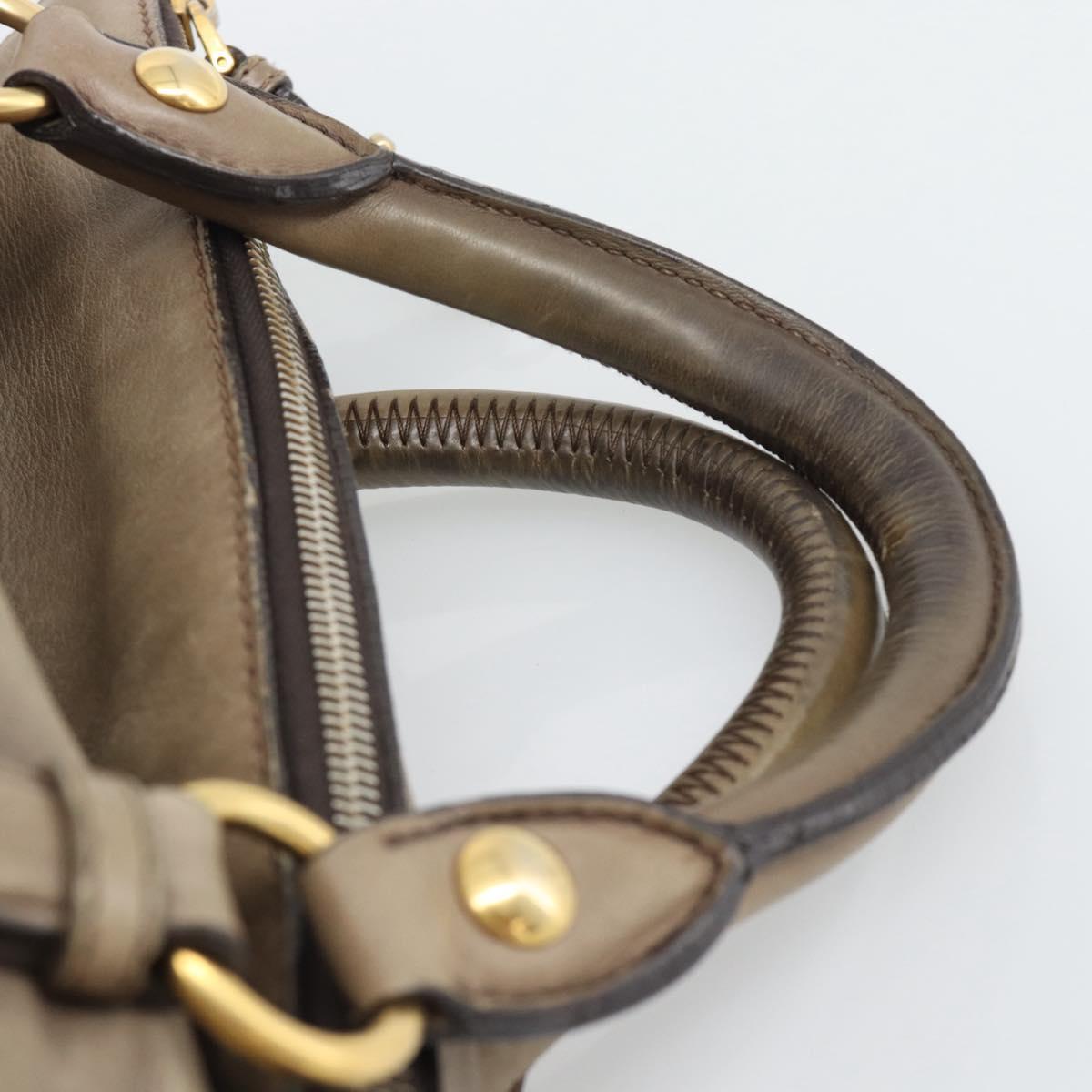 Miu Miu Hand Bag Leather 2way Brown Gold Auth 194733V