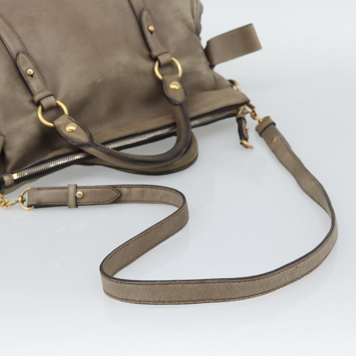 Miu Miu Hand Bag Leather 2way Brown Gold Auth 194733V