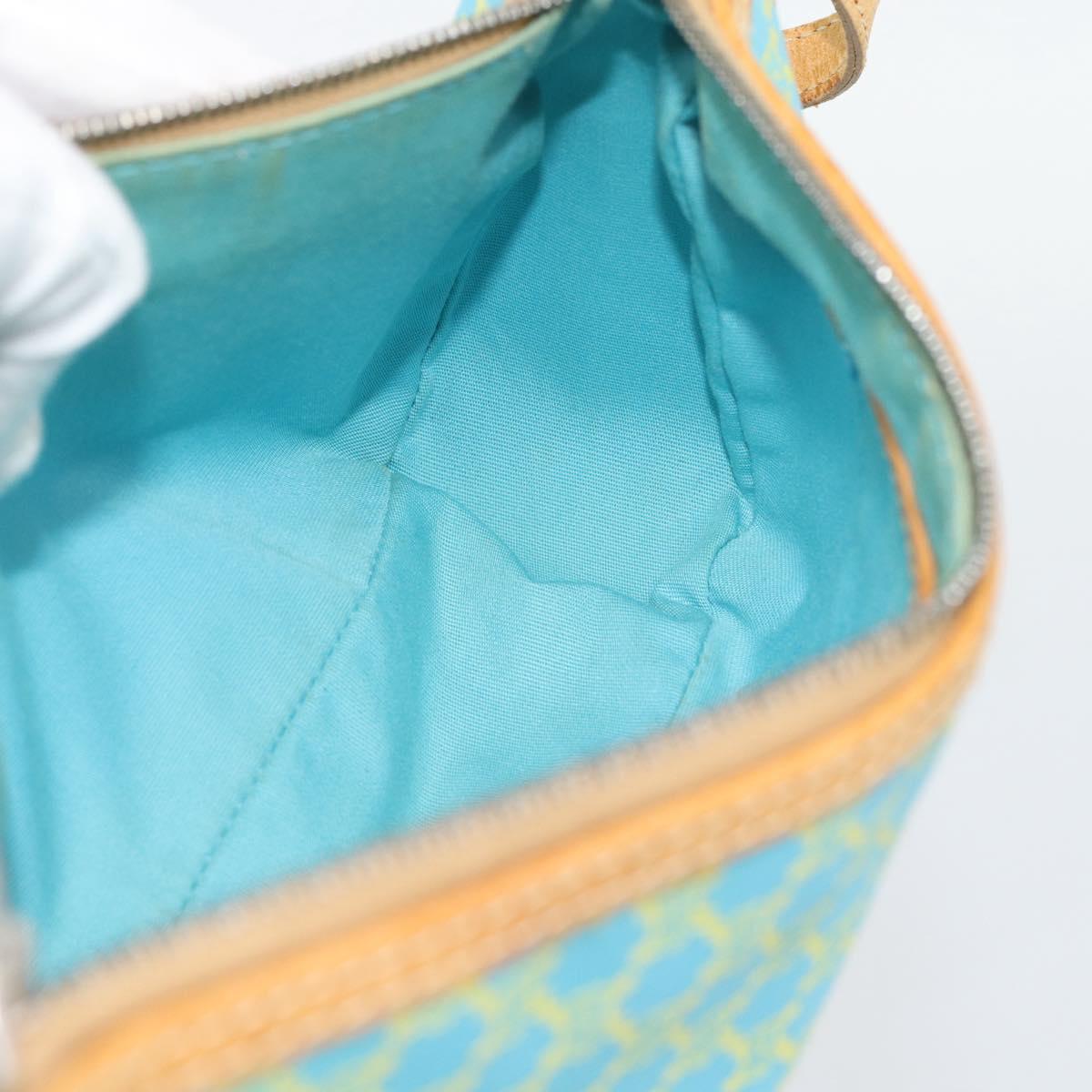 CELINE Macadam Canvas Accessory Pouch Turquoise Blue Silver Auth 194735V