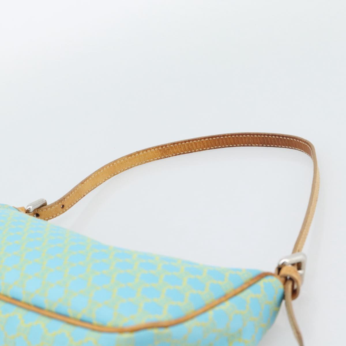 CELINE Macadam Canvas Accessory Pouch Turquoise Blue Silver Auth 194735V
