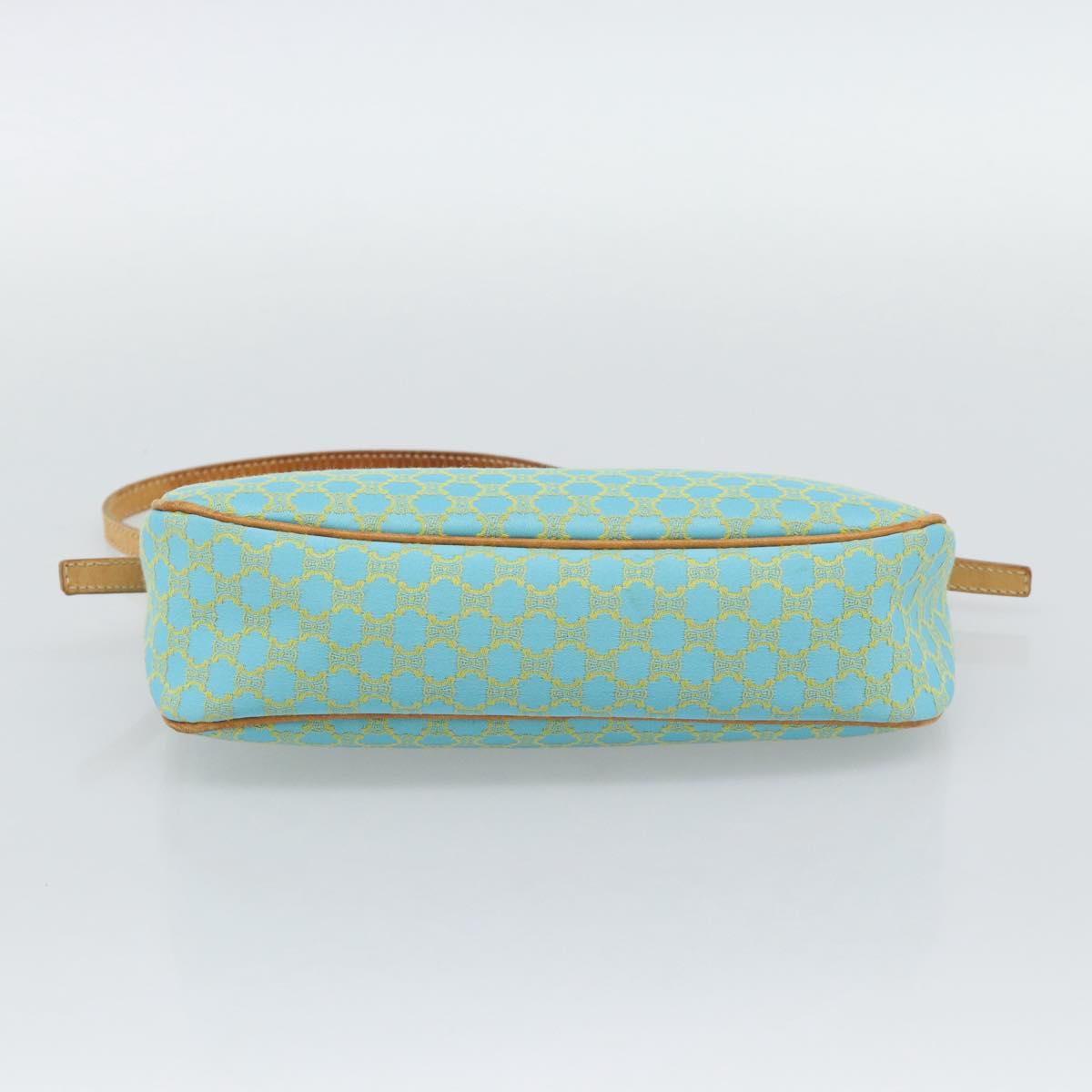 CELINE Macadam Canvas Accessory Pouch Turquoise Blue Silver Auth 194735V