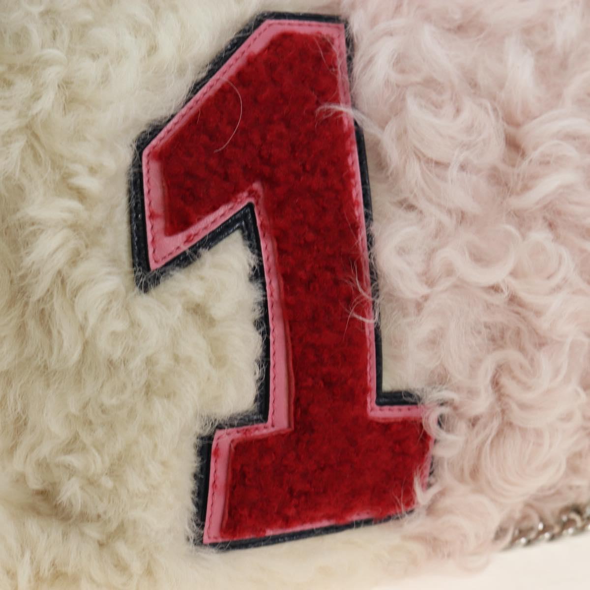 Miu Miu Chain Shoulder Bag fur Pink Silver Auth 194738V