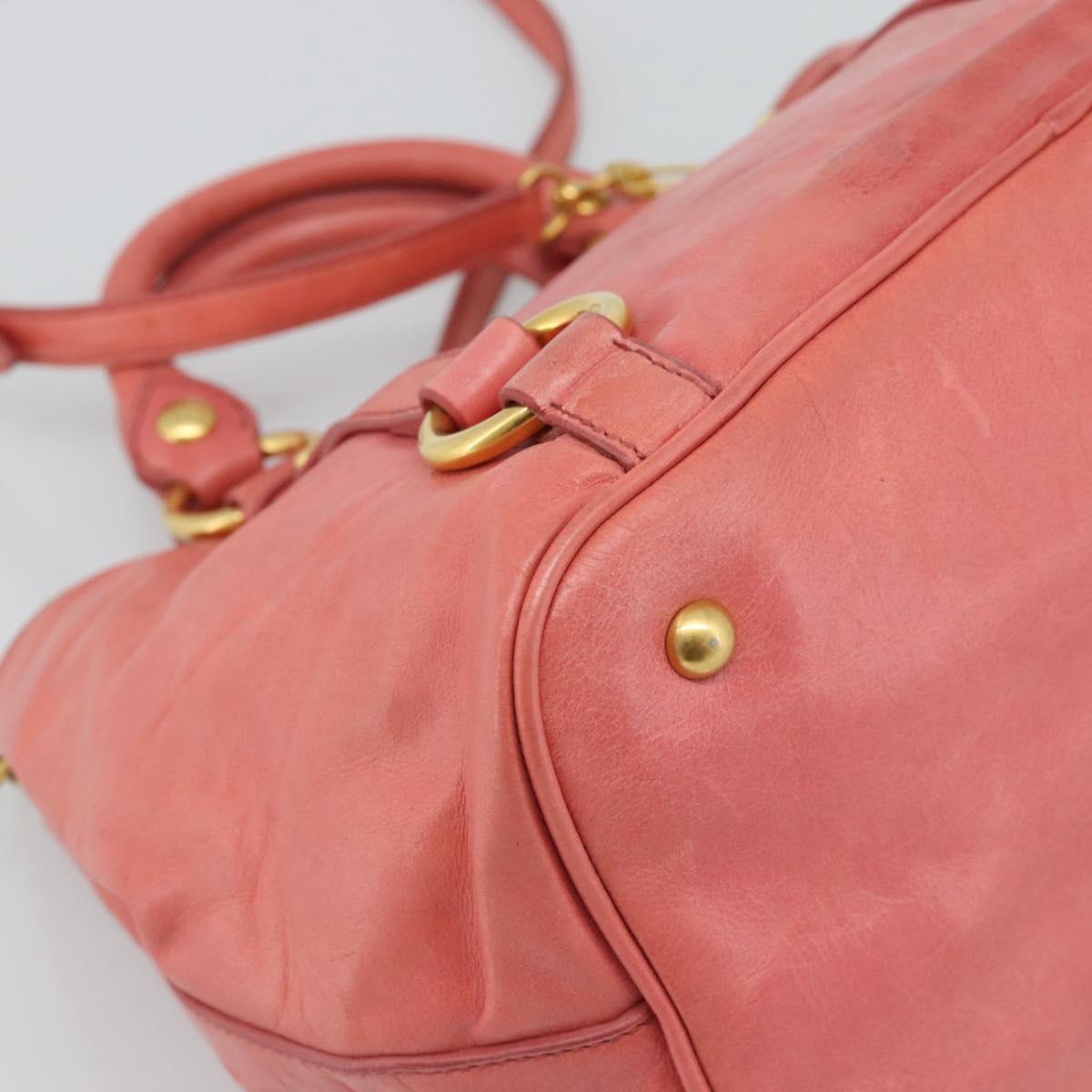 Miu Miu Hand Bag Leather 2way Pink Gold Auth 194741V