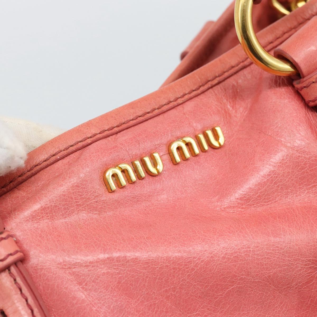 Miu Miu Hand Bag Leather 2way Pink Gold Auth 194741V