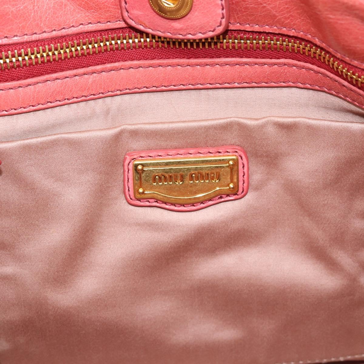 Miu Miu Hand Bag Leather 2way Pink Gold Auth 194741V