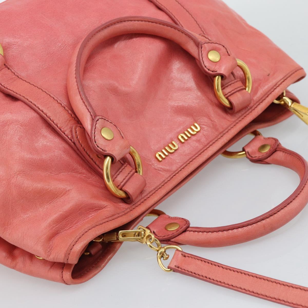 Miu Miu Hand Bag Leather 2way Pink Gold Auth 194741V