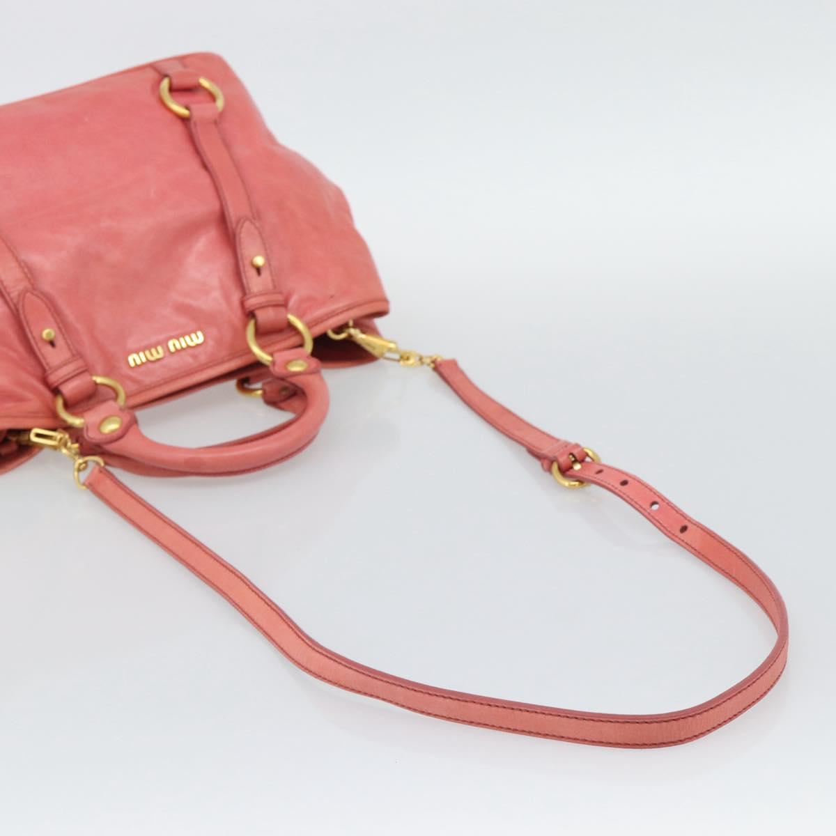 Miu Miu Hand Bag Leather 2way Pink Gold Auth 194741V