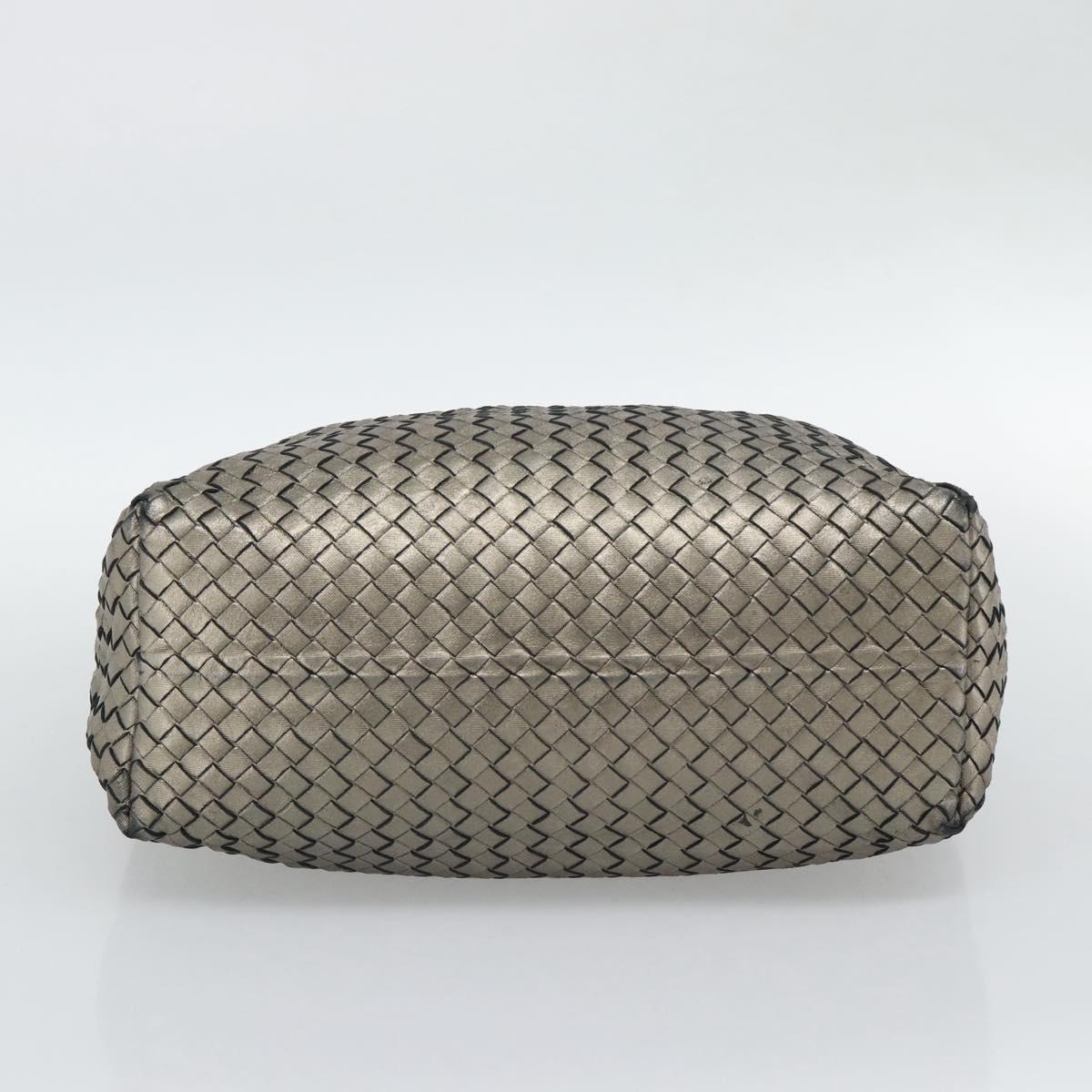 BOTTEGA VENETA INTRECCIATO Shoulder Bag Leather Silver Auth 194742V