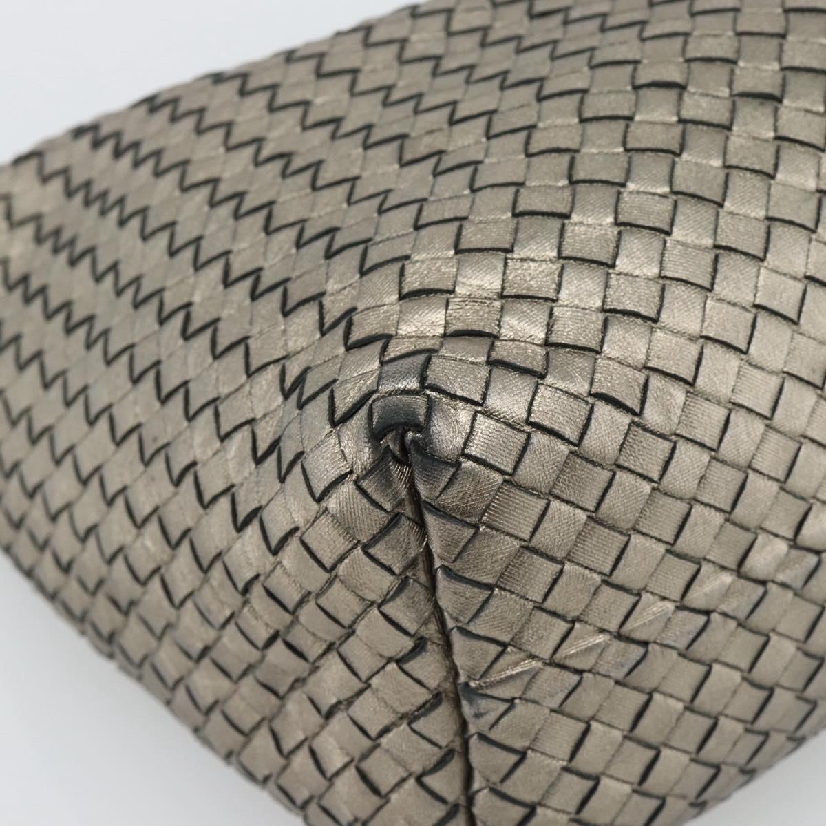 BOTTEGA VENETA INTRECCIATO Shoulder Bag Leather Silver Auth 194742V