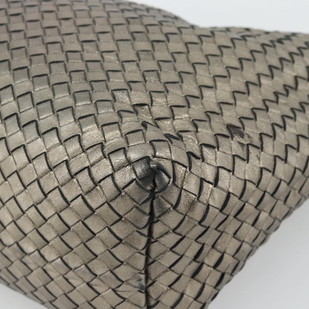 BOTTEGA VENETA INTRECCIATO Shoulder Bag Leather Silver Auth 194742V