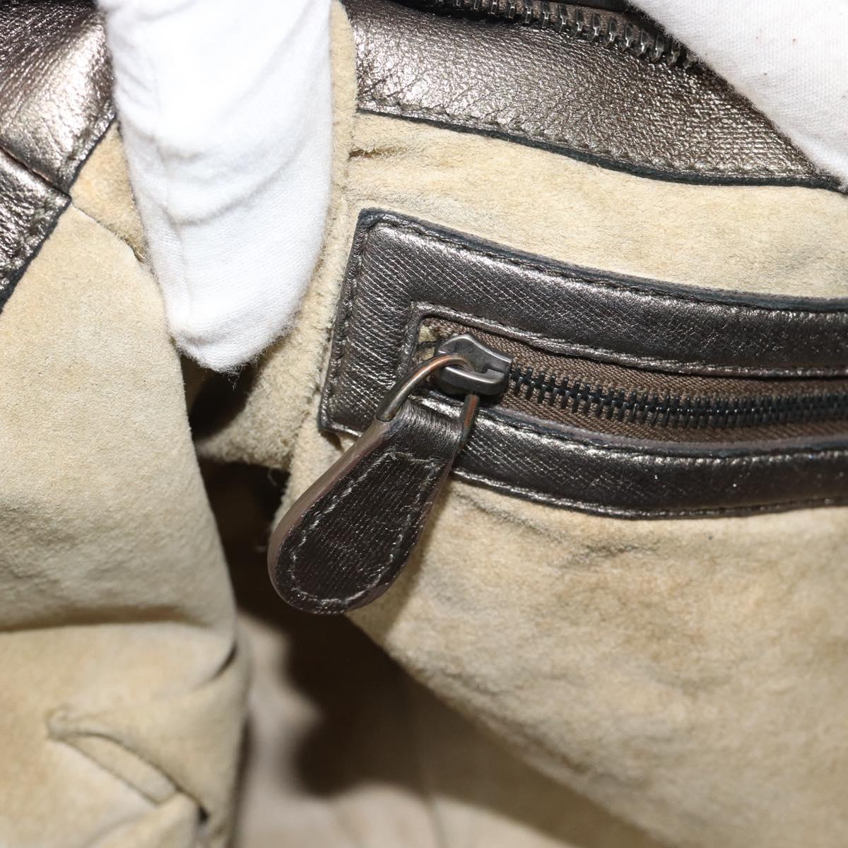 BOTTEGA VENETA INTRECCIATO Shoulder Bag Leather Silver Auth 194742V