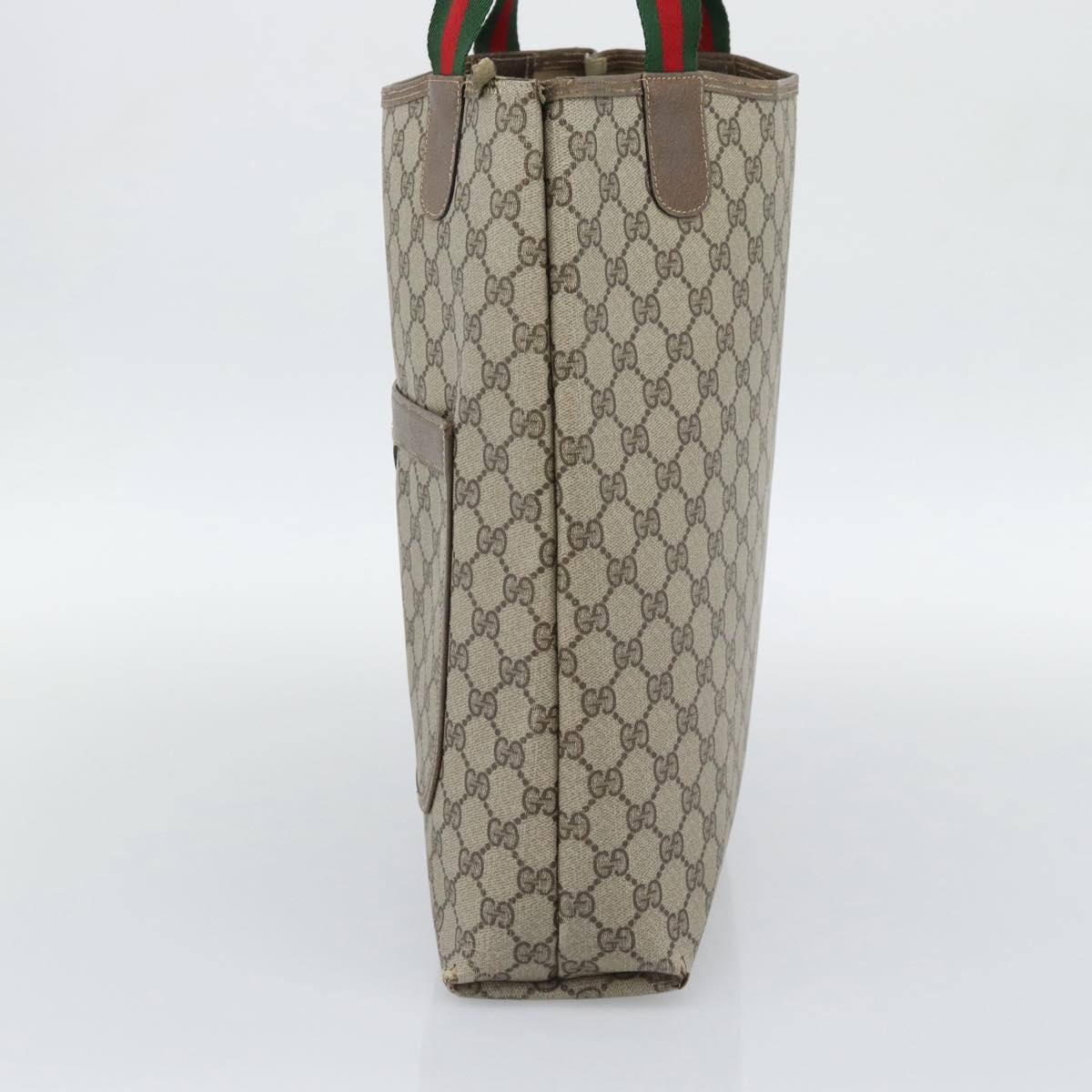 GUCCI GG Supreme Web Sherry Line Tote Bag PVC Beige Gold 40 02 003 Auth 194744