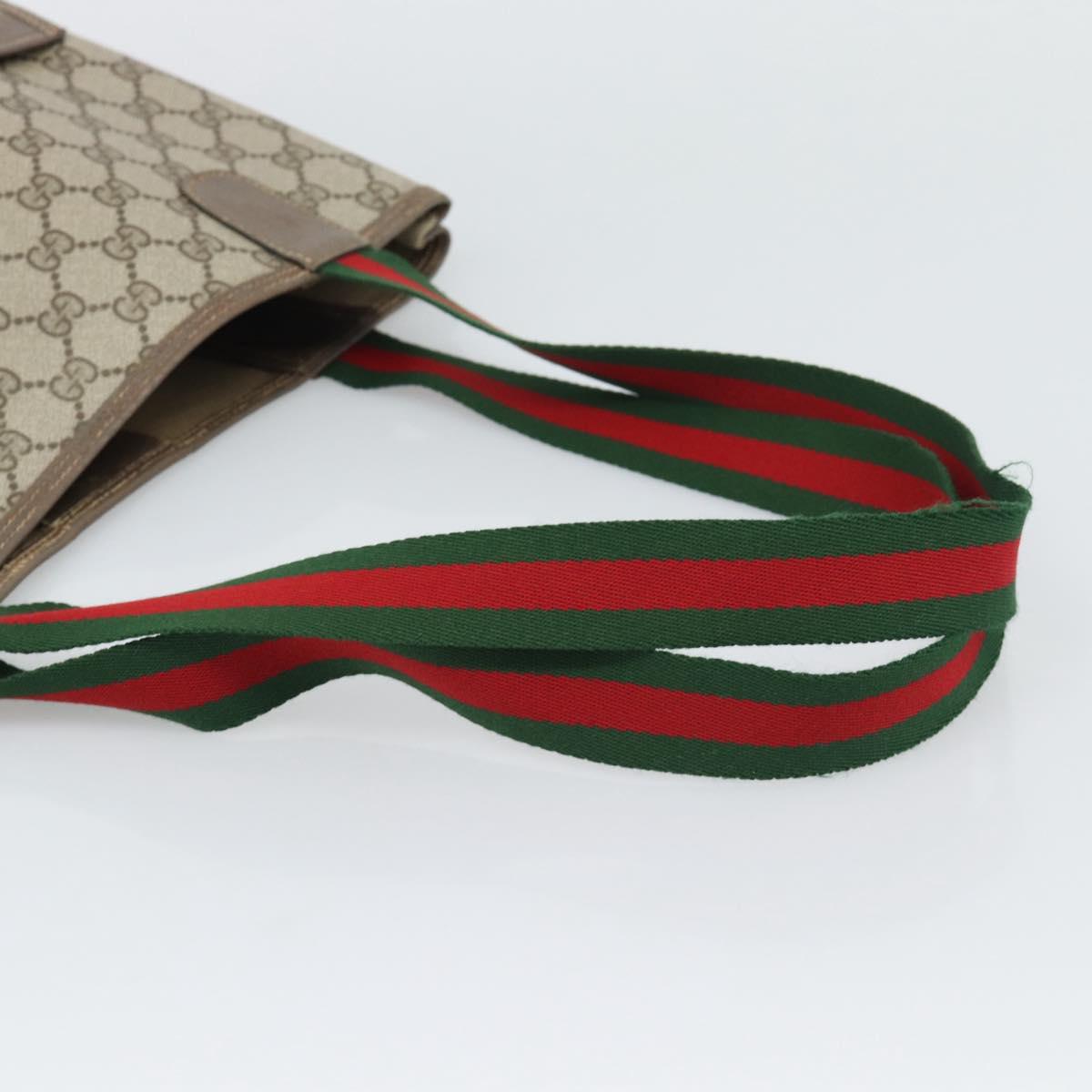 GUCCI GG Supreme Web Sherry Line Tote Bag PVC Beige Gold 40 02 003 Auth 194744