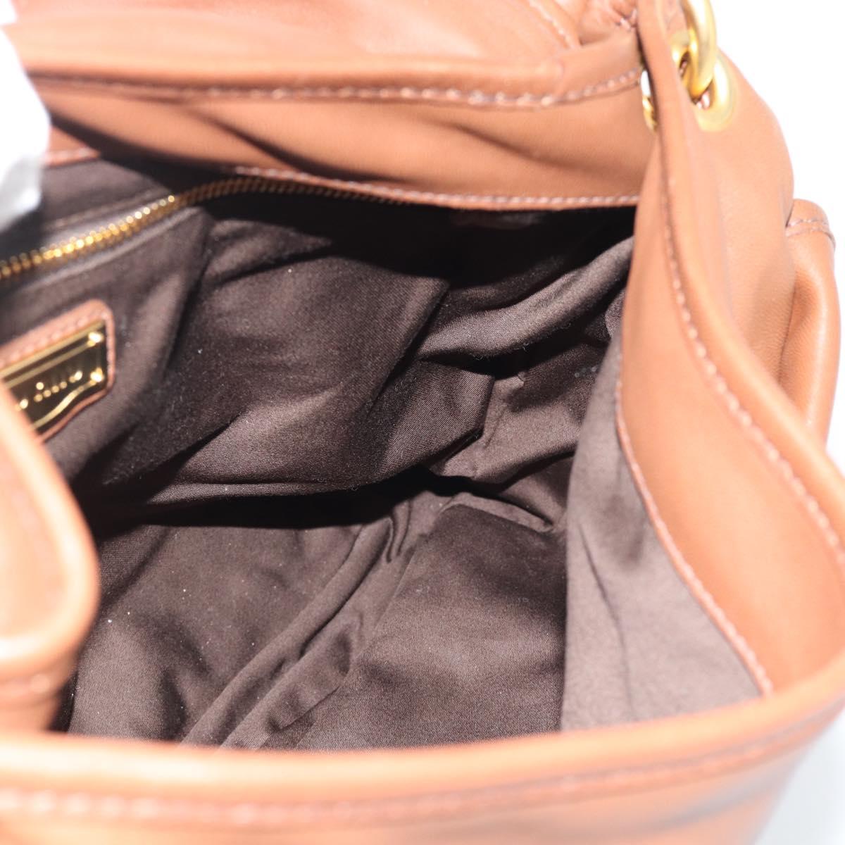 Miu Miu Matelasse Chain Shoulder Bag Leather 2way Brown Gold Auth 194745V