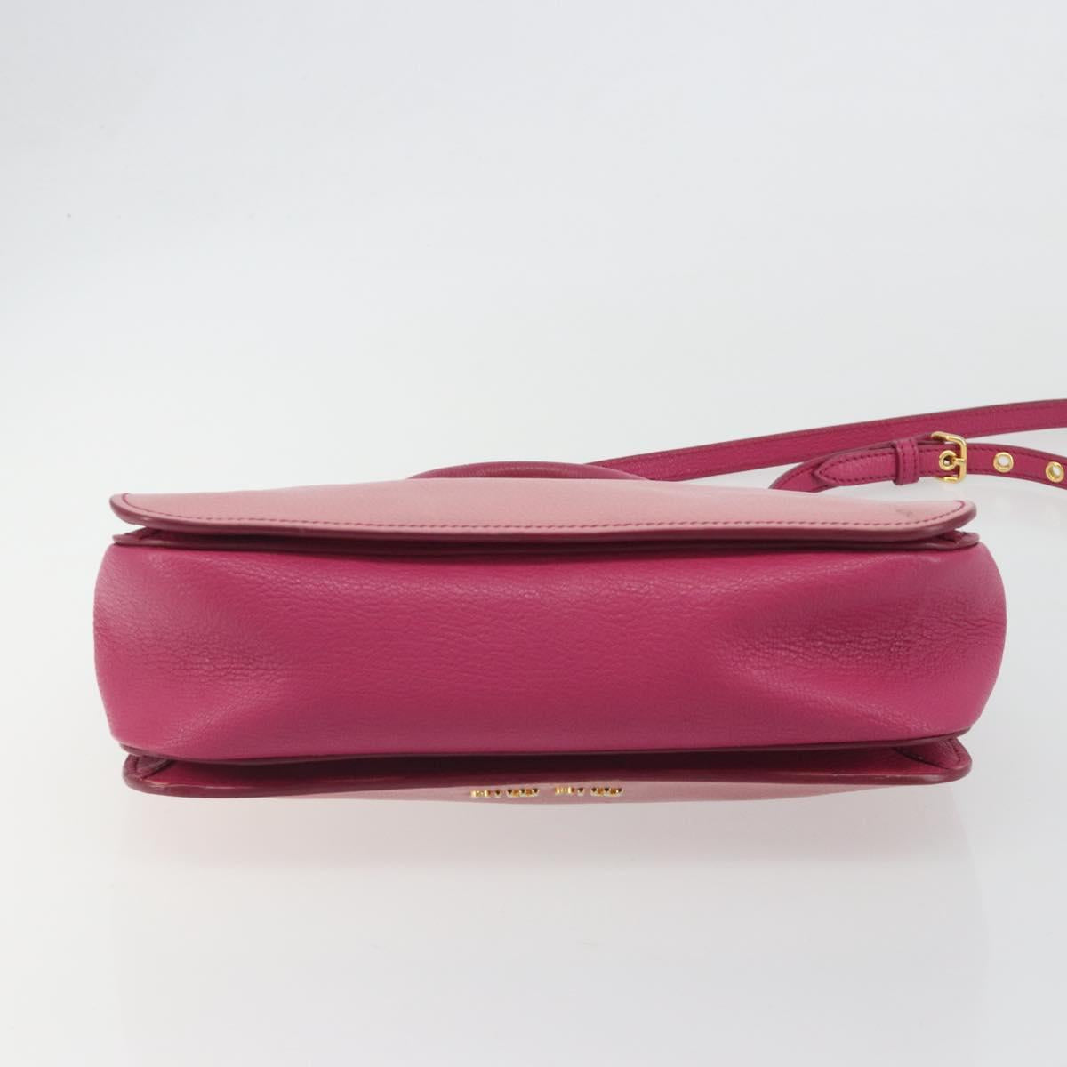 Miu Miu Madras Hand Bag Leather 2way Pink Gold Auth 194746A